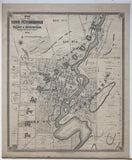 1878 Original Antique Map of The Town of Peterborough and Village of Ashburnham