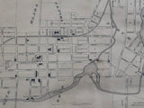 1879 Antique Map of the town of Simcoe Ontario showing the Lynn River
