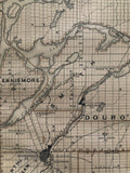 1879 Antique Map of Peterborough showing Buckhorn Lake, Chemong Lake and Pigeon Lake