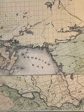 1878 Antque Map Railway & Postal Map Of the Dominion of Canada showing Georgian Bay