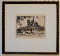 Caroline Helena Armington [Canadian, 1875-1939] Notre Dame Et Le Pont Paris Etching framed