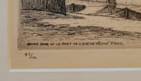 Caroline Helena Armington [Canadian, 1875-1939] Notre Dame Et Le Pont Paris framed Etching