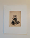 Elias Mandel Grossman [Russian-American, 1898-1947] "Jimmy" Where is That Ball? dog etching