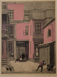 Fred Taylor [1906-1987] Courtyard Off St. Lawrence Blvd. Colour Aquatint