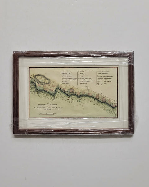 Antique Map A Sketch of the Battle of La Fourche or Chateauguay Oct. 26th 1813 Framed