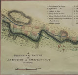 Antique Map of the Battle of La Fourche or Chateauguay 1815 Framed