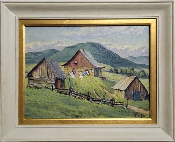 Gordon Edward Pfeiffer [Canadian, 1899-1983]. Wash Day, Laurentians, Quebec Oil Painting