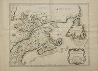 1755 Antique Map of Eastern Canada by Jacques Nicolas Bellin (Quebec & Atlantic Canada)