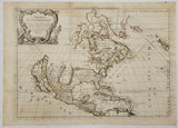 1677 Antique Map Of North America by de Rossi / Sanson