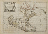 1677 Antique Map Of North America by de Rossi / Sanson