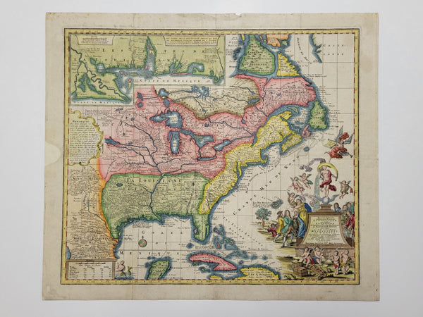 (NORTH AMERICA). Antique Map of North America by Georg Matthäus Seutter