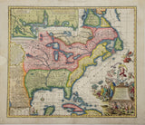 (NORTH AMERICA). Antique Map of North America by Georg Matthäus Seutter