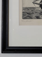 Malte Sterner [Canadian, 1903-1952] Schooner Etching framed art