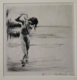 Carl Josef Bauer [German, 1895-1964] Nymph Etching framed