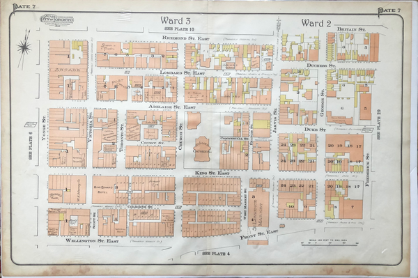 Antique Goad Map of Toronto (Yonge Street to Parliament Street)