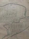 1878 Antique Map of Cannington, Epsom, Seagrave & Whitevale Ontario showing property owners, streets and the Nonquon River
