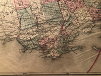 Close up of Prince Edward County. Antique Map of The Counties of Hastings, Frontenac, Addington, Prince Edward and Lenox 1875