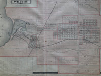 Antique Map of Whitby Ontario 1877 showing plots and property owners