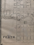 1879 Antique Map of the Town of Perth Ontario showing the Tay River