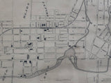 1879 Antique Map of the town of Simcoe Ontario showing the Lynn River