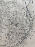 1879 Antique Map of the City Kingston showing the Kingston harbour