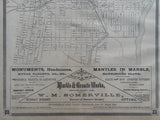 1879 Antique Ottawa Map with Ottawa Marble & Granite Works advertisment