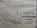 Antique Map of Woodstock & Welland Ontario 1879