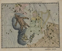 1627 Antique Celestial Map Julius Schiller Columba & Lepus Constellations