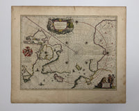 17th Century Antique Map of the Arctic by Joan Blaeu