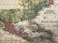 1772 Antique Map of North America Delisle & Lotter 