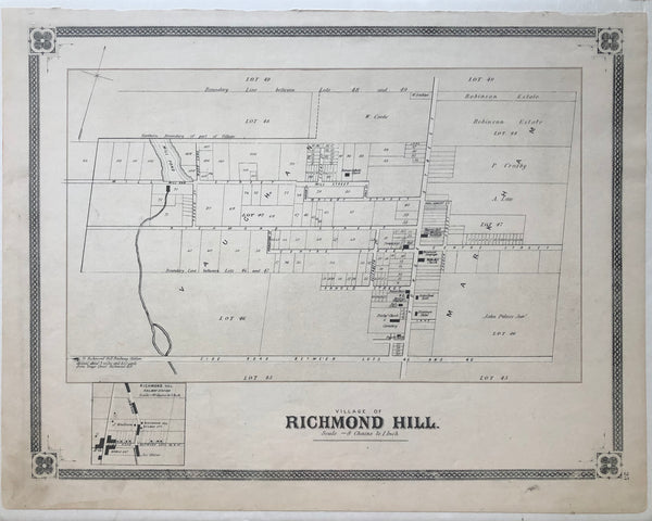 Antique Map of the Village of Richmond Hill Ontario 1878