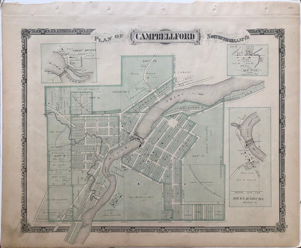 1878 Antique Map of the Plan of Campbellford Northumberland County