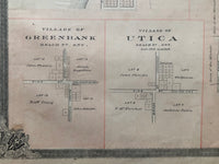 Antique Map of the Villages of Atherly, Sunderland, Manchester, Utica & Greenbank Ontario 1877