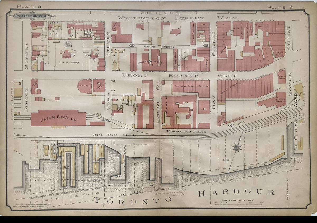 Antique Map Goad Map 1890 Toronto Financial District & Union Station ...