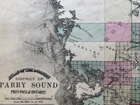 George N. Tackabury's 1875 Antique Map of The District of Parry Sound