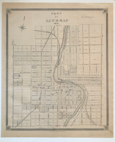 Antique Map of the Town of Lindsay 1879 Victoria County 