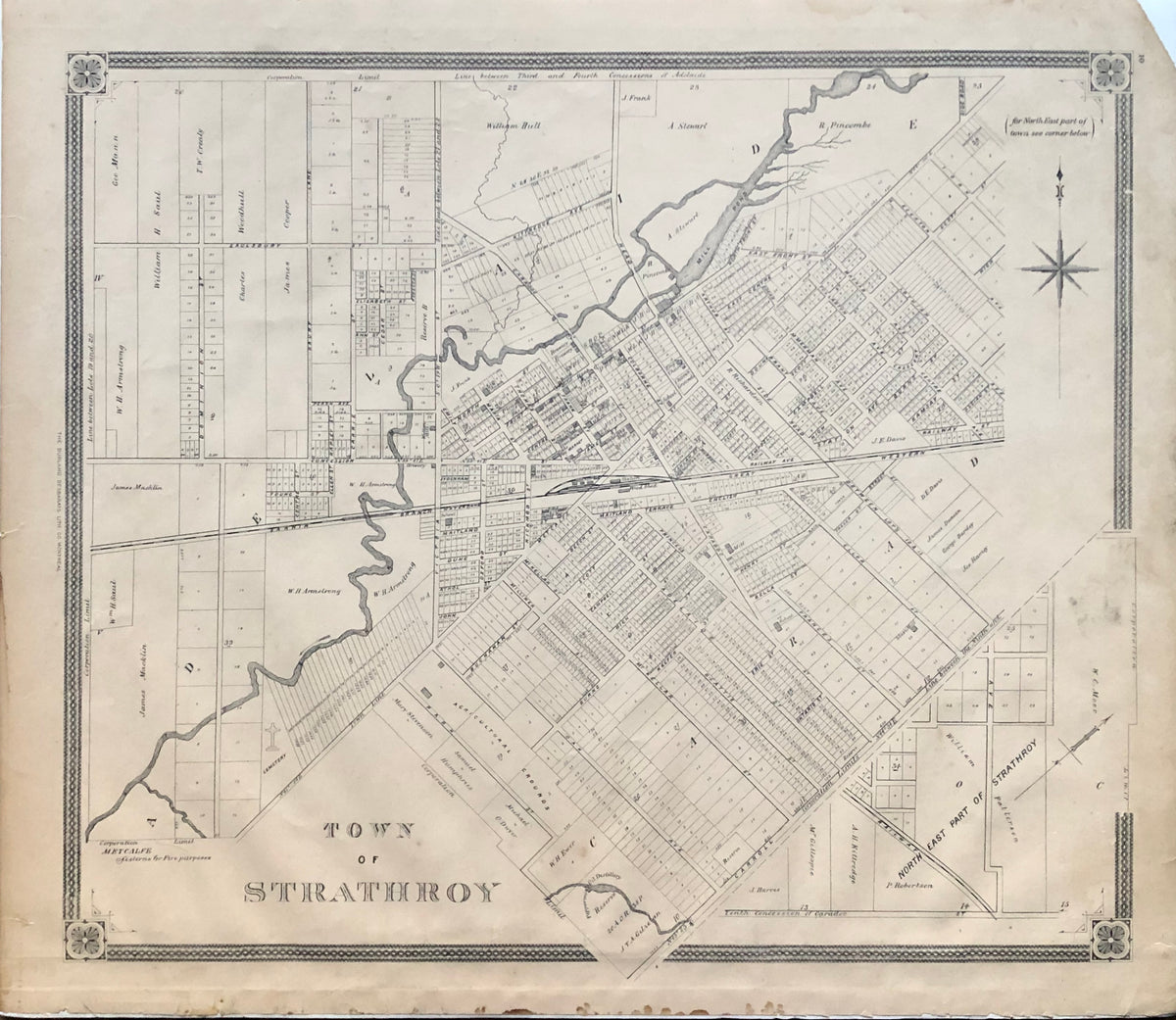Strathroy Map (ONTARIO). (MIDDLESEX COUNTY). Antique Map of the Town of Strathroy 18 ...