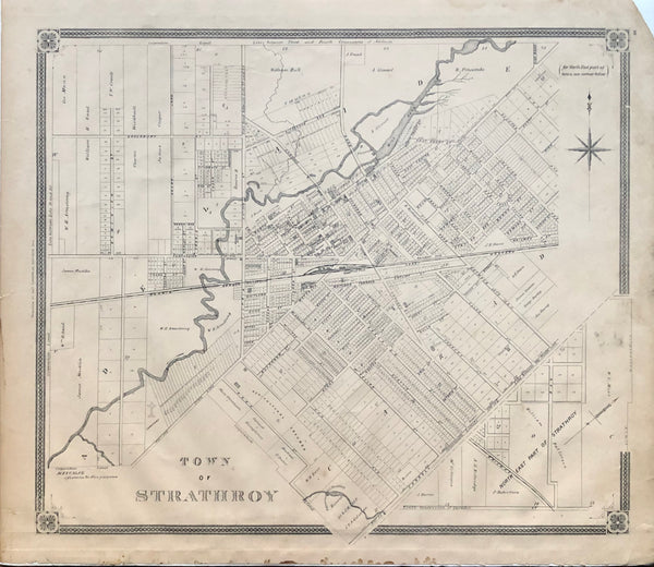 Antique Map of the Town of Strathroy Ontario 1879