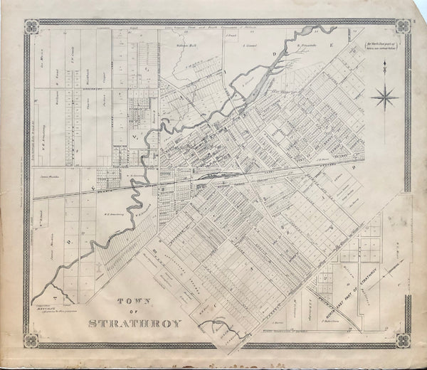 Strathroy Postal Code (ONTARIO). (MIDDLESEX COUNTY). Antique Map of the Town of Strathroy 18 ...