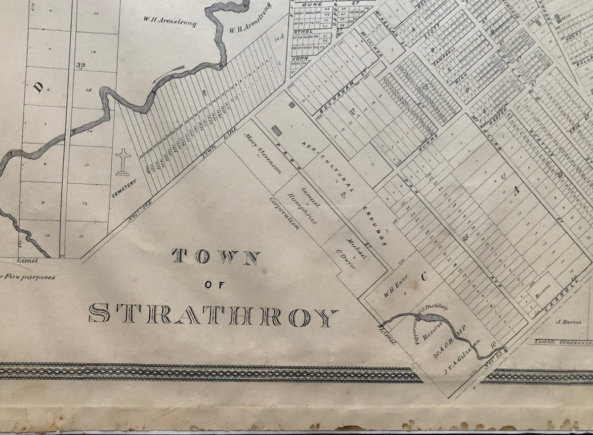 Strathroy Map (ONTARIO). (MIDDLESEX COUNTY). Antique Map of the Town of Strathroy 18 ...