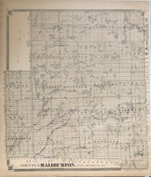 1879 Antique Map of The County of Haliburton - Haliburton & Algonquin Highlands Central Ontario