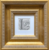 Antique Framed 19th Century Ornamental Engraved Initial 'L'