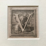 16th Century Ornamental Woodcut Initial 'V'