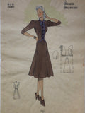 Les Croquis du Grand Chic 1940s French Fashion Brown A-Line Dress Pochoir