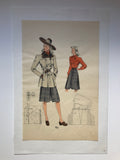 Les Croquis du Grand Chic Vintage Fashion Print Orange Blouse with skirt