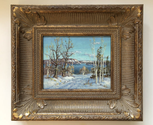 Otto Planding (1887-1964) Haliburton Lake, Winter Framed Original Oil Painting