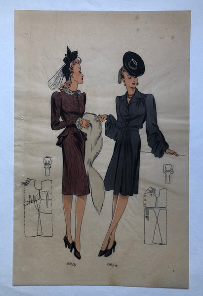 Vintage Fashion Print Pochoir Winter Fashion 1940s Evening Dresses Fur D & E Lake Ltd Vintage Fashion Print Pochoir Winter Fashion 1940s Evening Dresses Fur D & E Lake Ltd