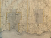 Portion showing Whitby & Oshawa on the 1877 Antique Map of Whitby & East Whitby 