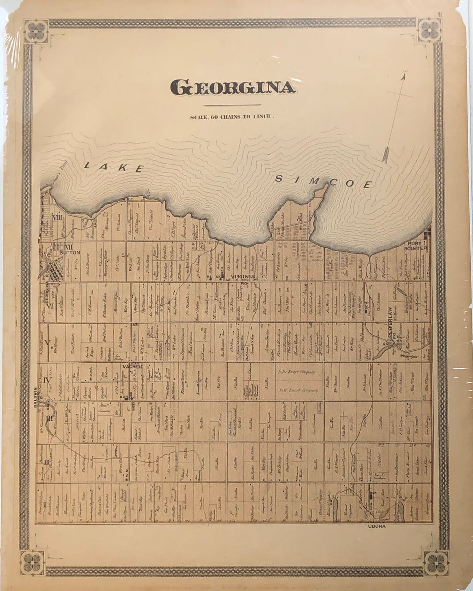 1878 Antique Map of Georgina Ontario | OLD ONTARIO MAPS | D&E LAKE LTD ...