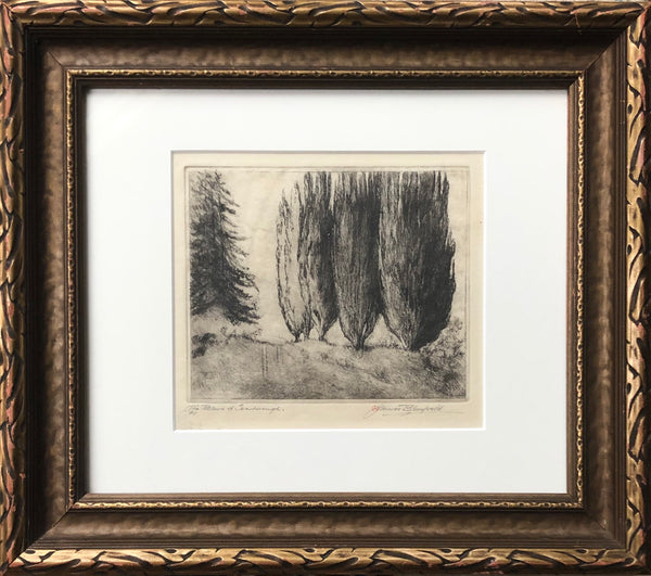 Framed James J. Blomfield [Canadian, 1872-1951] The Poplars in Scarborough Etching
